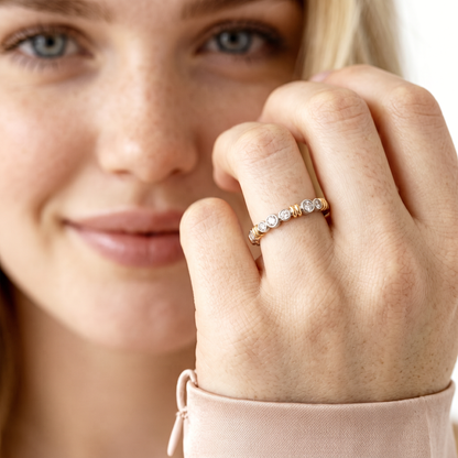 V-972W Verragio Two-Tone Diamond Wedding Band worn on model