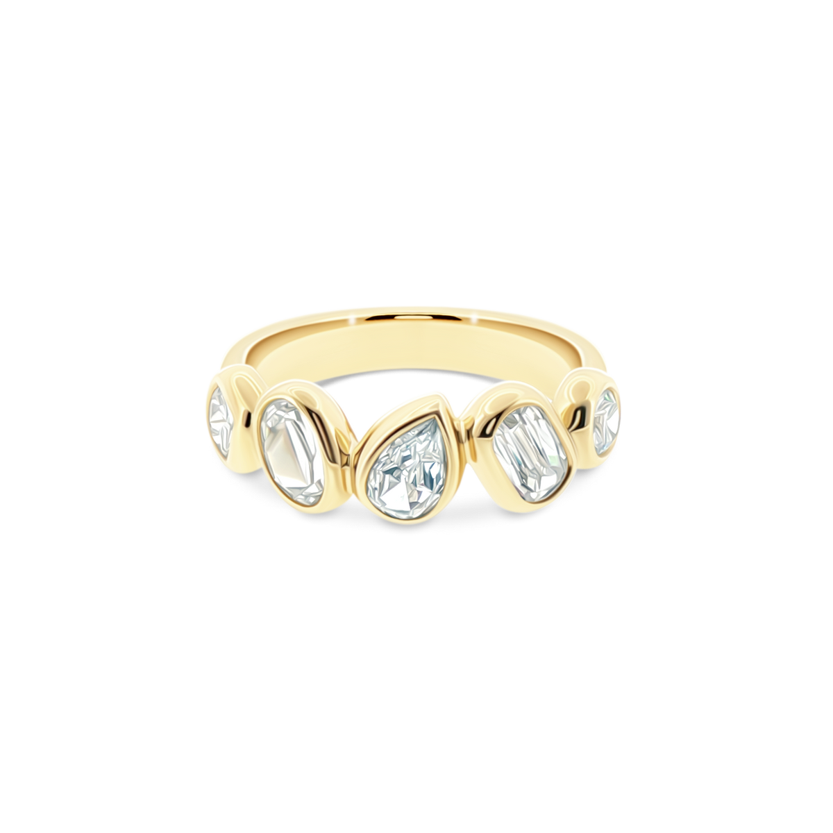 18k yellow gold five stone diamond band 110-9243