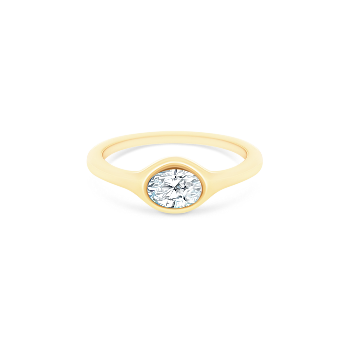 .33ct 14k Yellow Gold Oval Diamond Pinky Ring, SKU 130-2075