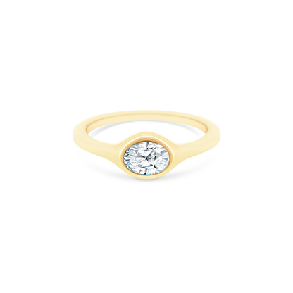 .33ct 14k Yellow Gold Oval Diamond Pinky Ring, SKU 130-2075