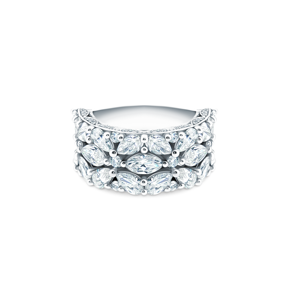 HT2694W Tacori Marquise & Pear Shape Diamond Floral Wedding Band