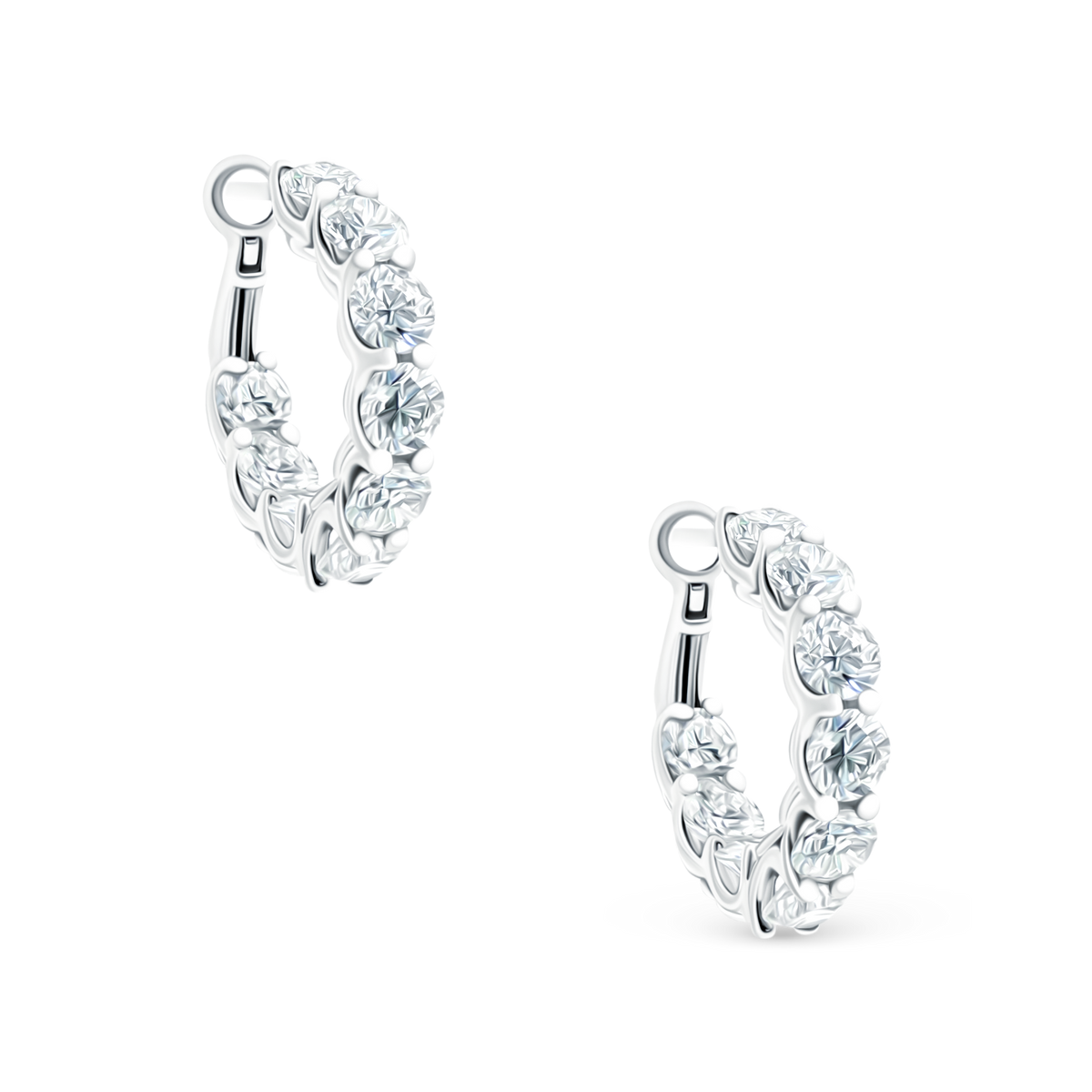 4.20ct 18k White Gold Diamond Hoops, SKU 150-6473