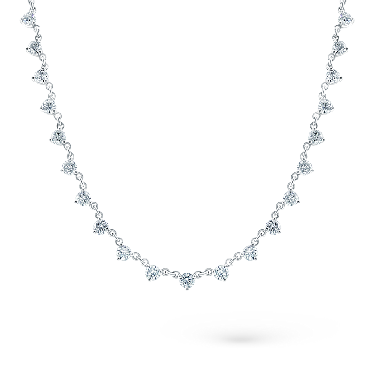 14k white gold diamond riviera necklace 165-1696