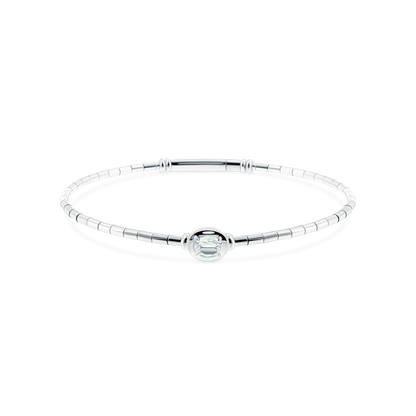 14k white gold diamond flexible bangle with pear center 170-4197