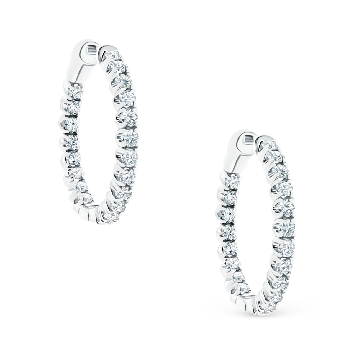 2.01ct 14k White Gold Diamond Hoops, SKU 150-6424