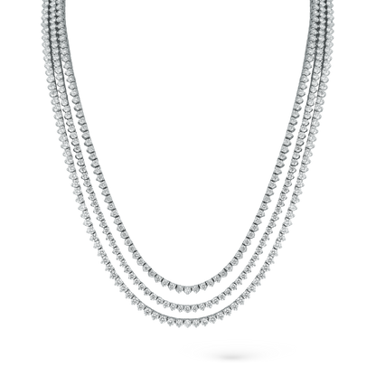 White Gold Three Prong Diamond Tennis Necklace - carat weight options shown together