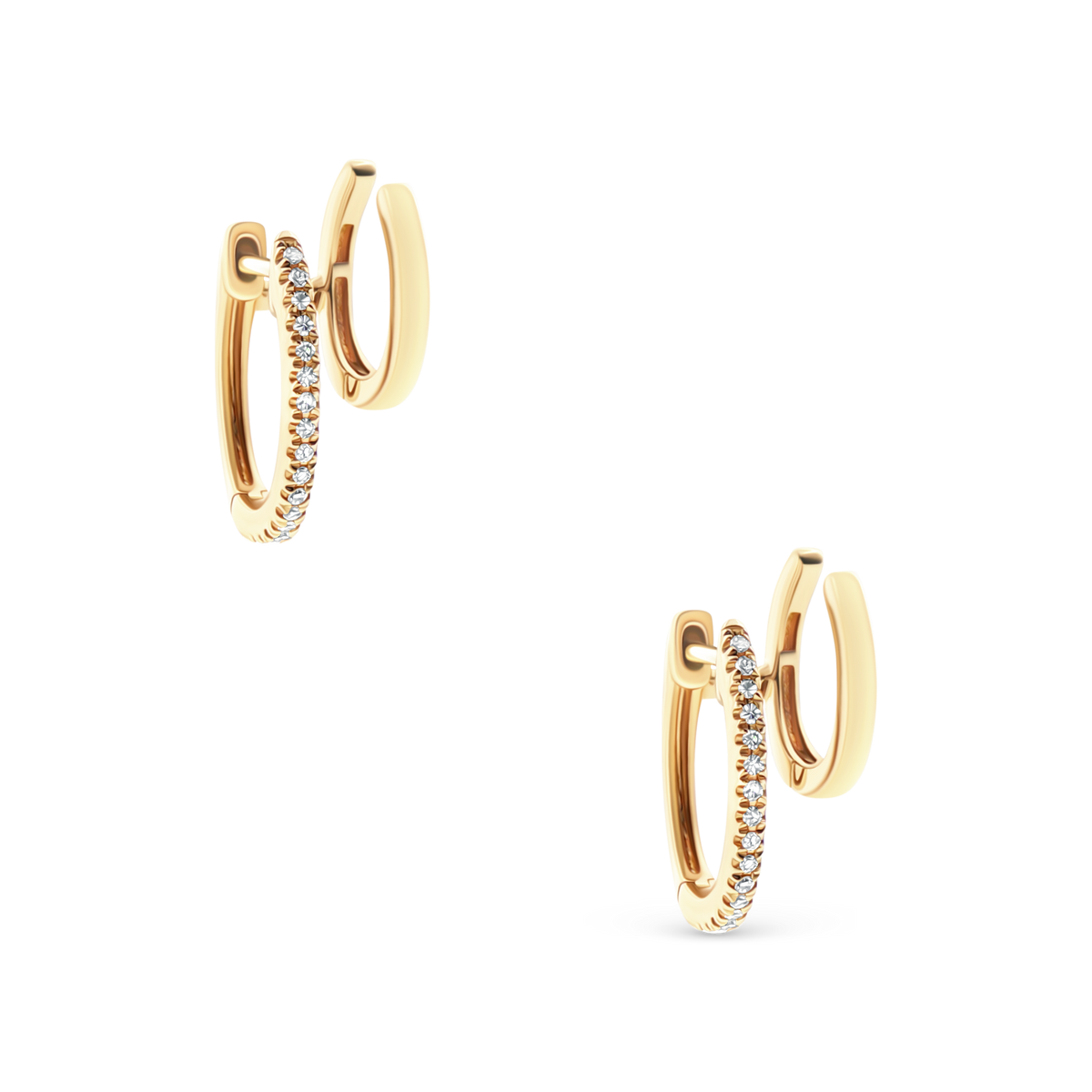 .09ct 14k Yellow Gold Diamond Double Hoops, SKU 150-6528