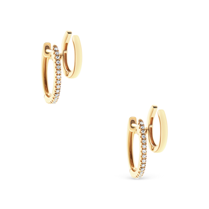 .09ct 14k Yellow Gold Diamond Double Hoops, SKU 150-6528