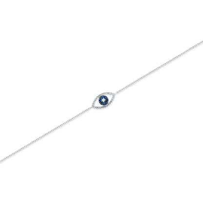 14k white gold diamond and sapphire evil eye bracelet, SKU 170-4162