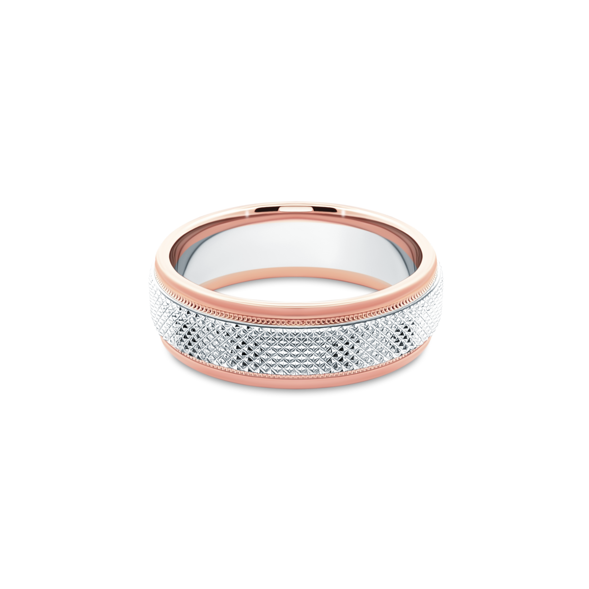 Verragio VWS-215-7RWR men's wedding band in two-tone white and rose gold