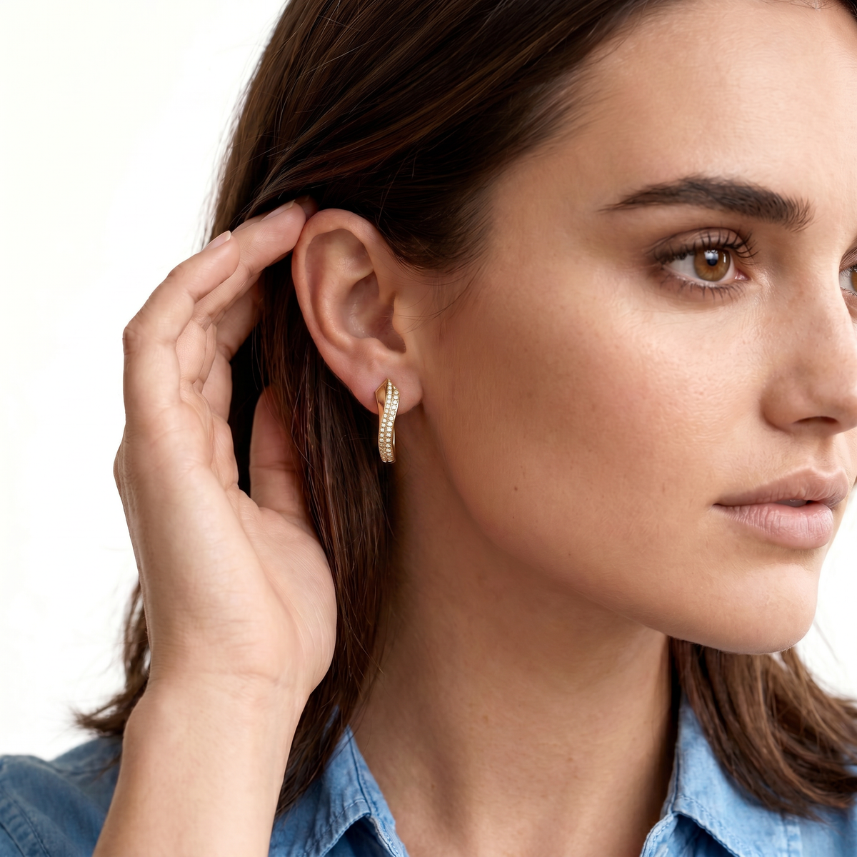 .35ct 18k Yellow Gold Diamond Hoops — photo 2 of 2