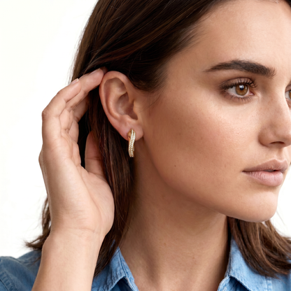 .35ct 18k Yellow Gold Diamond Hoops — photo 2 of 2