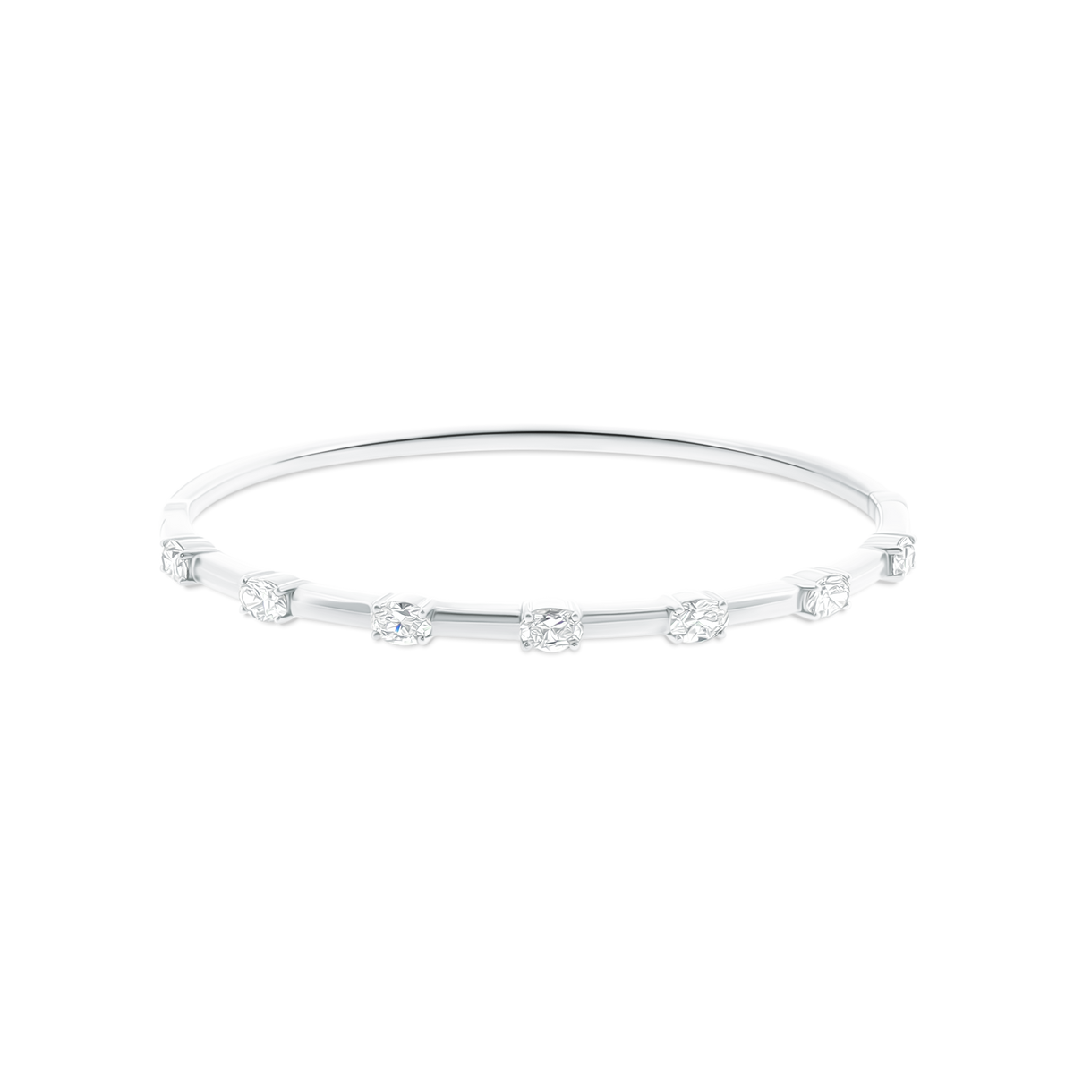 170-4225 1.35ct 18k White Gold Diamond Station Bangle