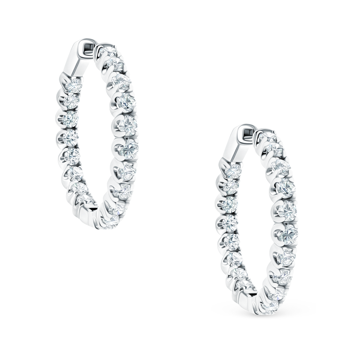 4.00ct 14k White Gold Diamond Hoops, SKU 150-6461