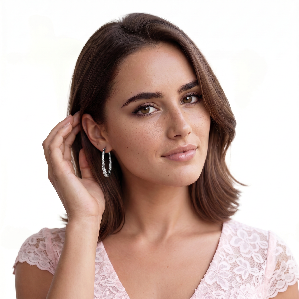 1.63ct 18k White Gold Diamond Oval Hoops — photo 2 of 2