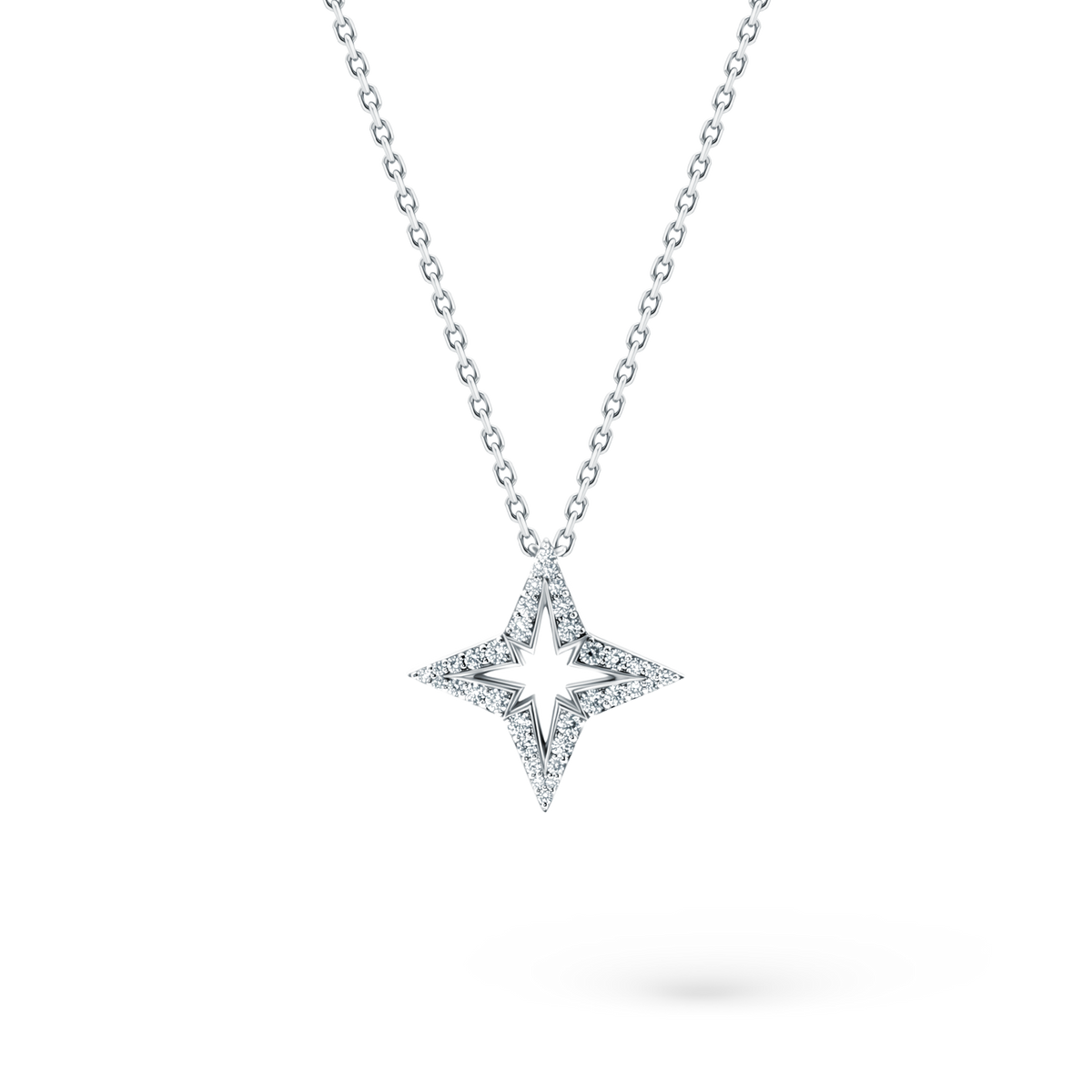 Roberto Coin 18K White Gold Diamond Princess Star Necklace, style 7773695AW17X
