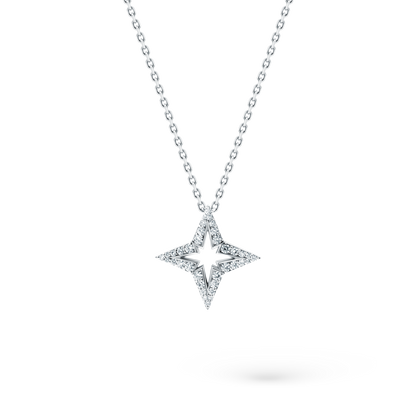 Roberto Coin 18K White Gold Diamond Princess Star Necklace, style 7773695AW17X