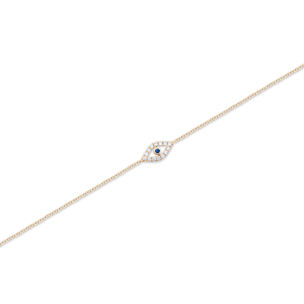 14k Yellow Gold Diamond and Sapphire Evil Eye Bracelet, SKU 170-4165