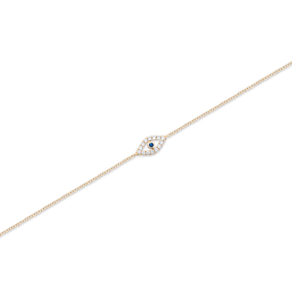 14k Yellow Gold Diamond and Sapphire Evil Eye Bracelet, SKU 170-4165