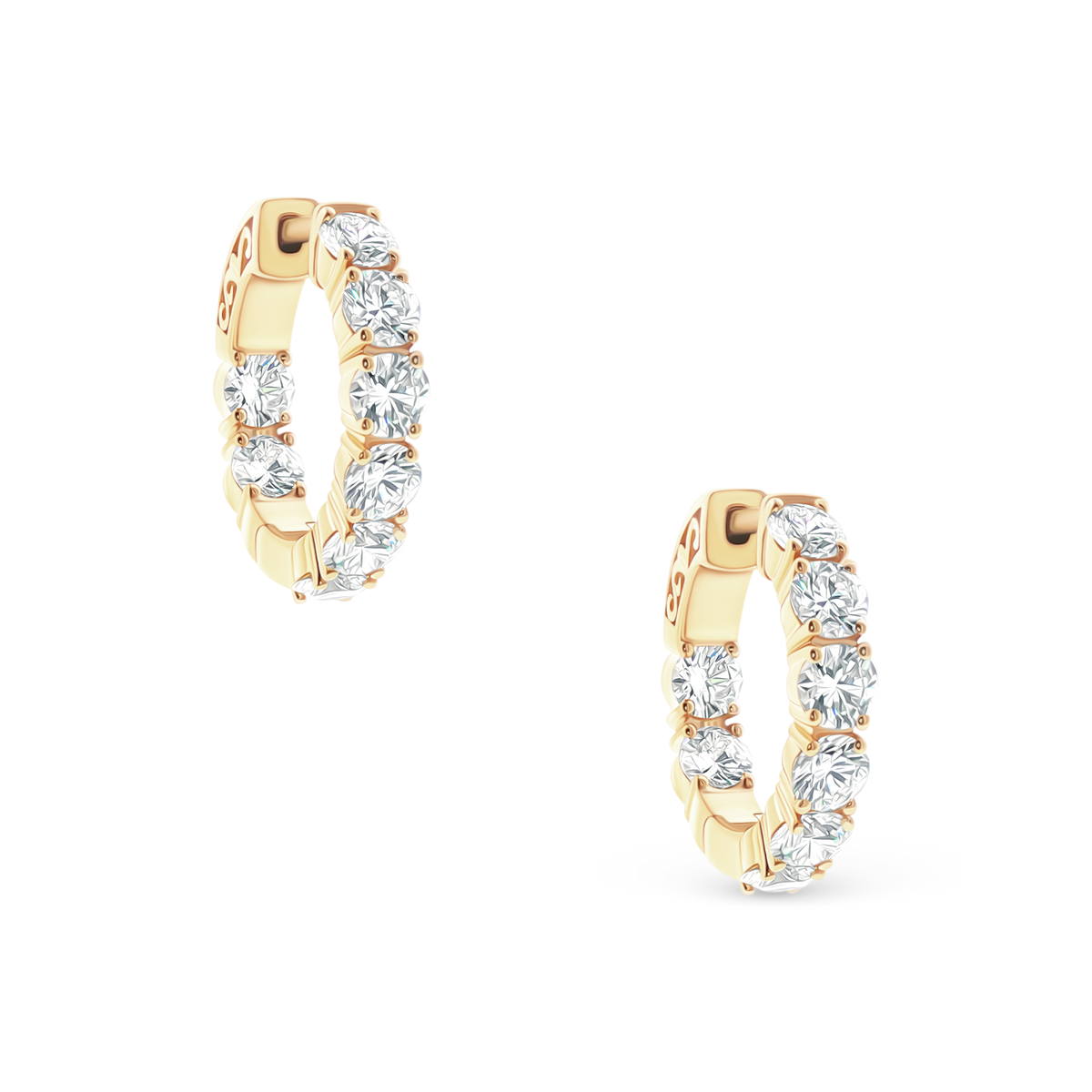 150-6624 3.25ct 18k Yellow Gold Diamond Hoops