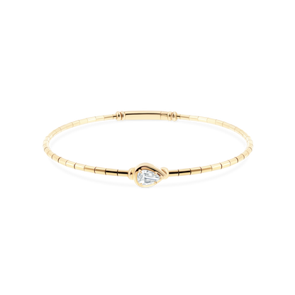 14k yellow gold diamond flexible bangle with pear center 170-4198