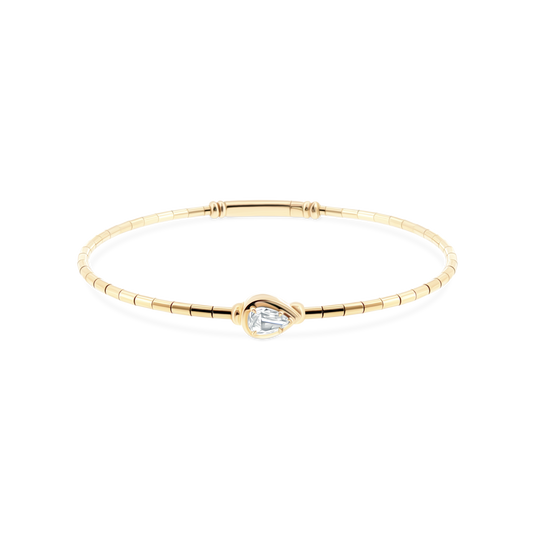 14k yellow gold diamond flexible bangle with pear center 170-4198