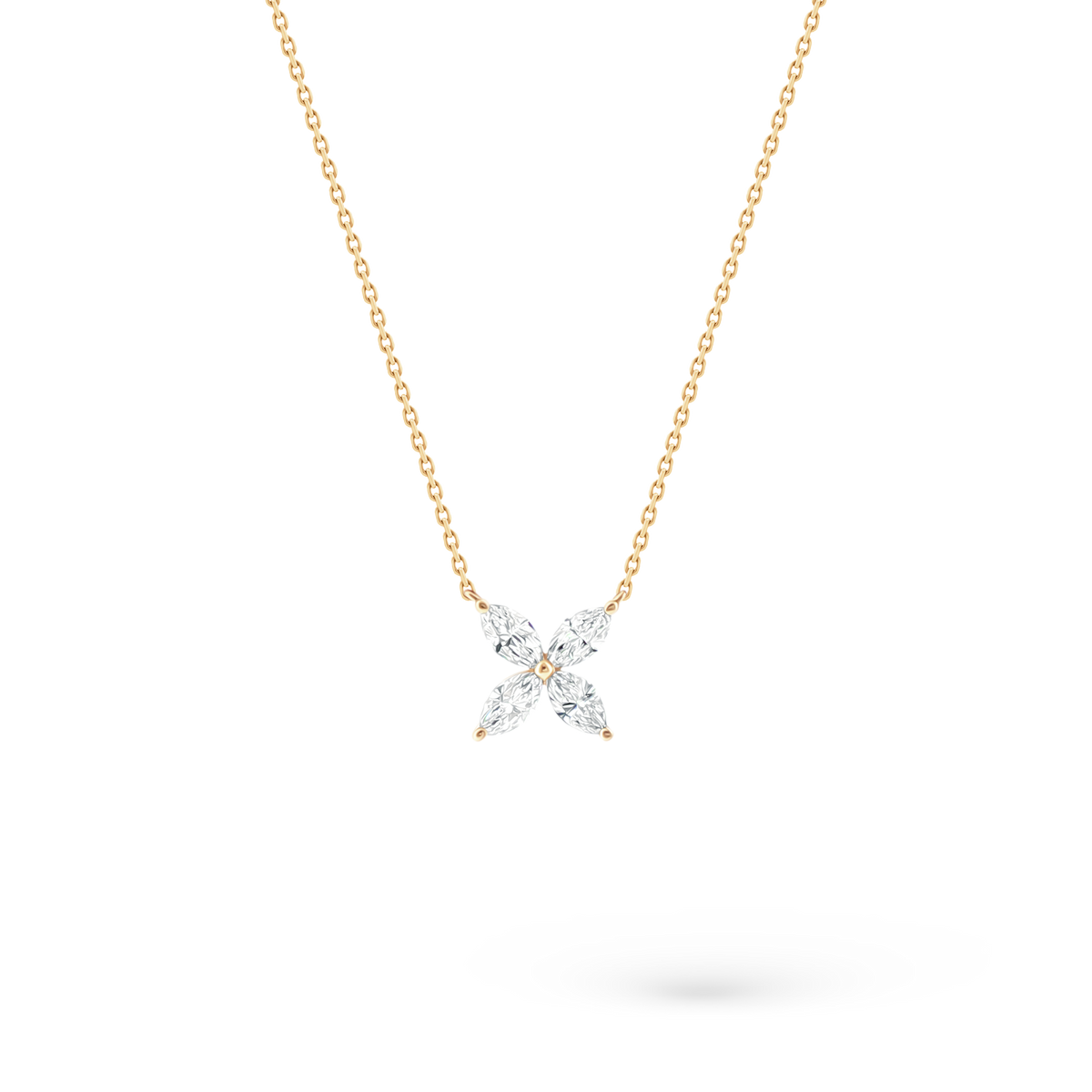 160-5391 — 0.75ct 18k Yellow Gold Diamond Flower Pendant