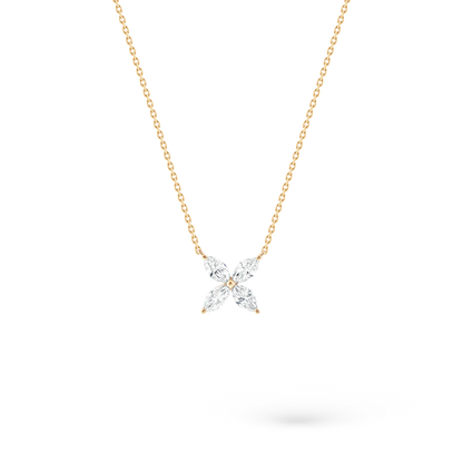 160-5391 — 0.75ct 18k Yellow Gold Diamond Flower Pendant