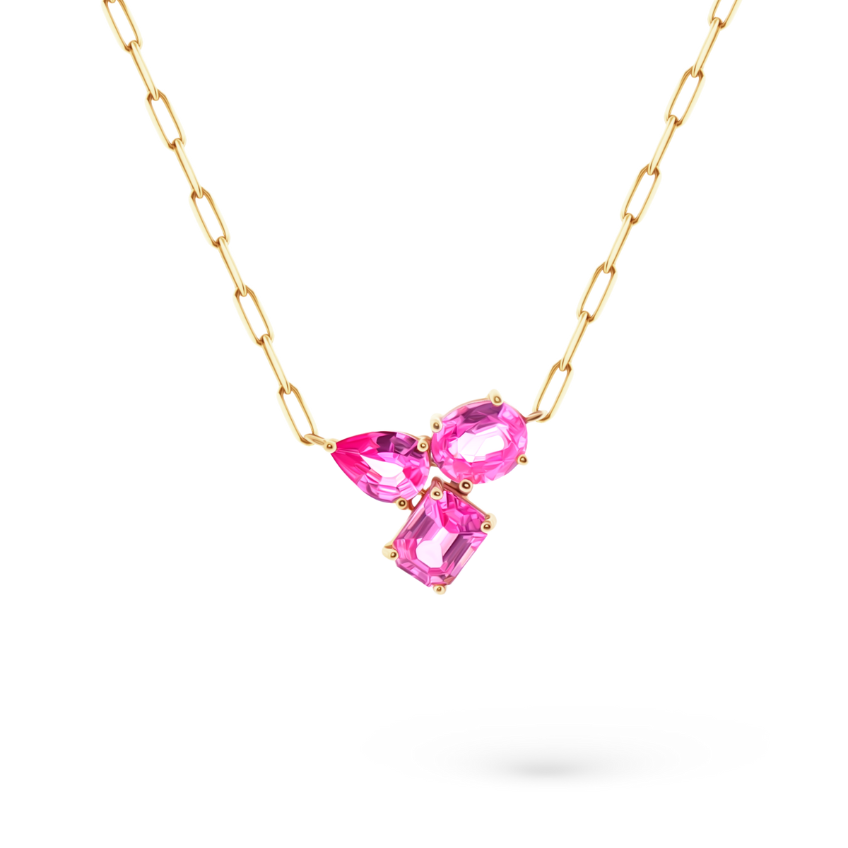 18k Yellow Gold Pink Sapphire Necklace, SKU 235-160