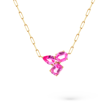18k Yellow Gold Pink Sapphire Necklace, SKU 235-160