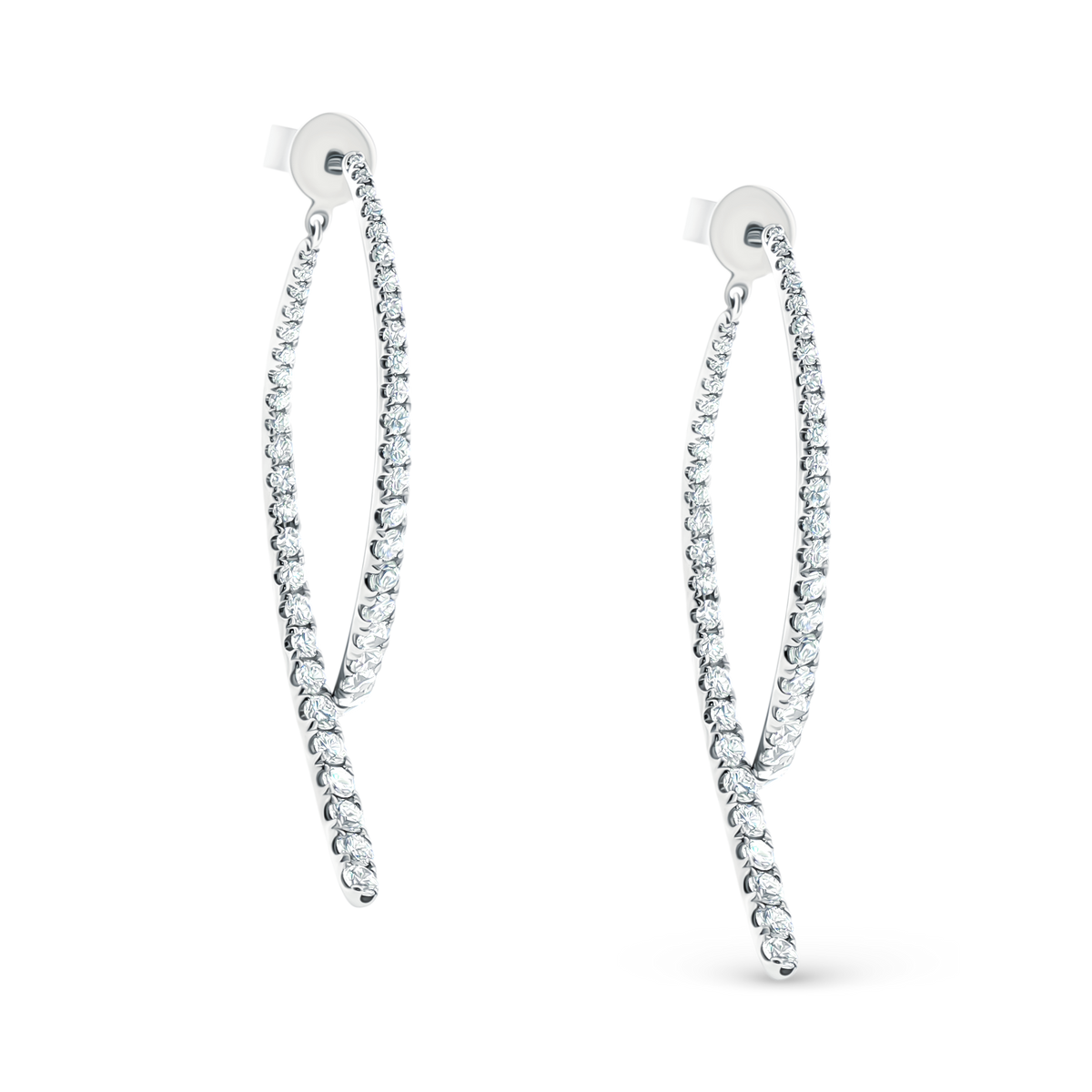 150-6612 2.45ct 18k White Gold Diamond Wave Drop Earrings