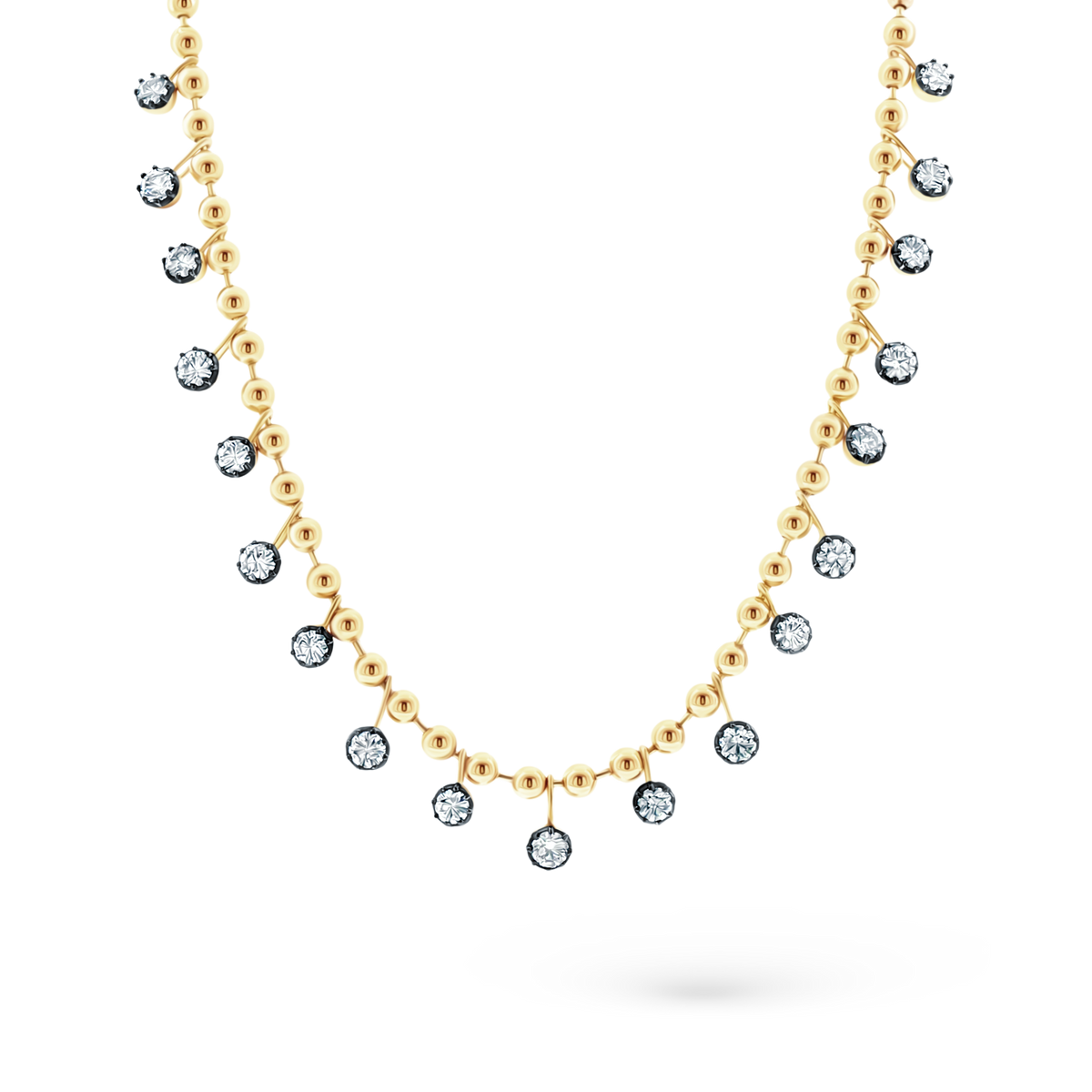 14k yellow gold diamond station necklace 165-1866