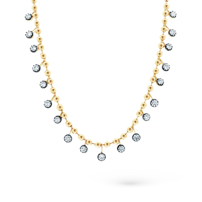 14k yellow gold diamond station necklace 165-1866
