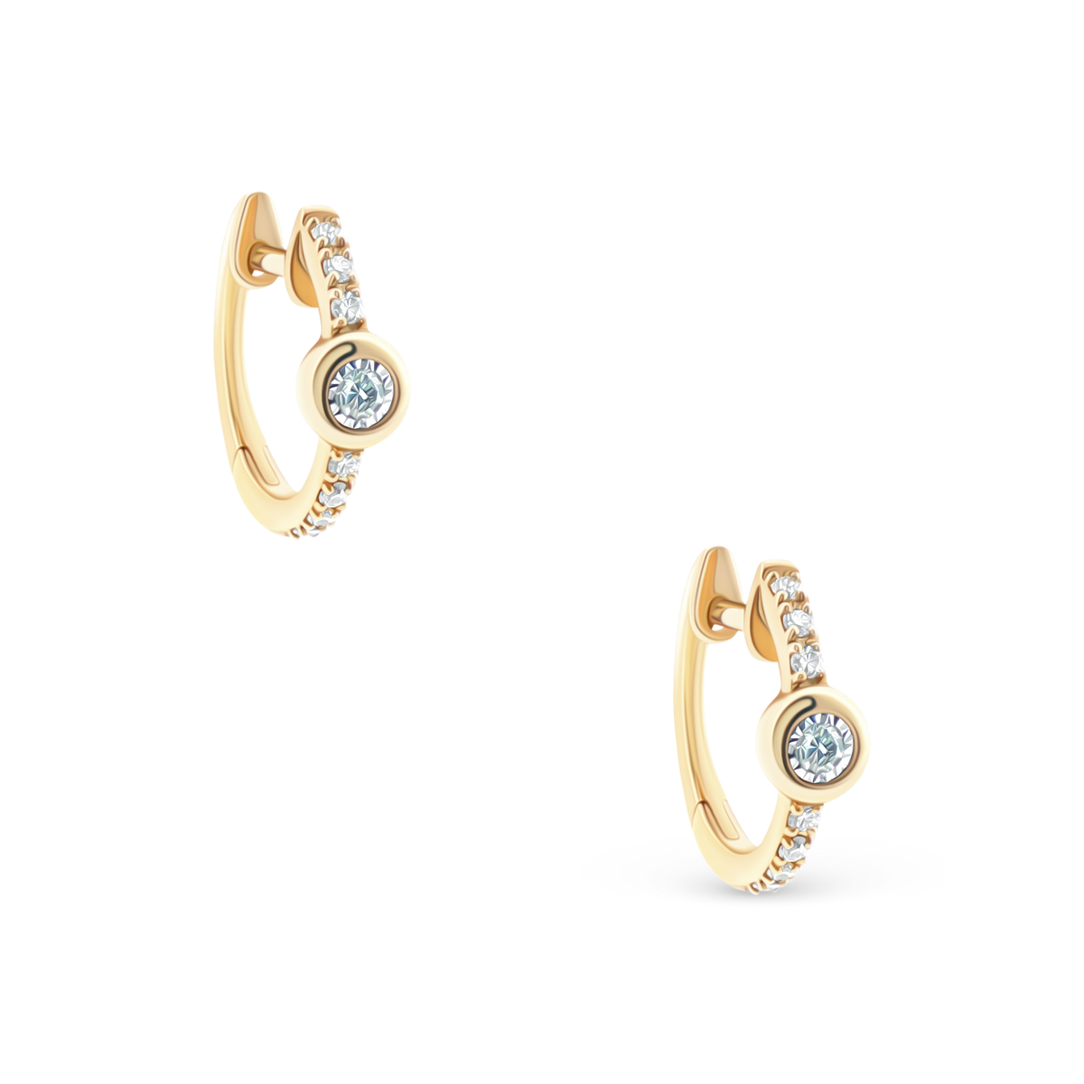 .16ct 14k Yellow Gold Diamond Huggie Hoops, SKU 150-6529