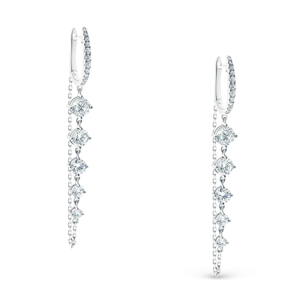 150-6622 3.00ct 18k White Gold Diamond Drop Earrings