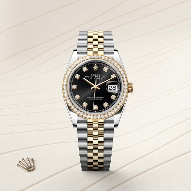 Oyster, 36 mm, Oystersteel, yellow gold and diamonds