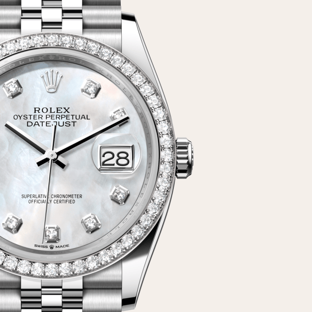 Oyster, 36 mm, Oystersteel, white gold and diamonds