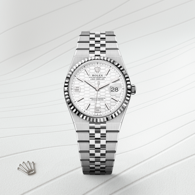 Rolex Land-Dweller in White Rolesor - combination of Oystersteel and white gold, M127234-0001 - H.L. Gross Jewelers