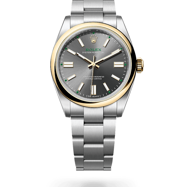 Rolex Oyster Perpetual in Yellow Rolesor - combination of Oystersteel and yellow gold, M134303-0001 - H.L. Gross Jewelers