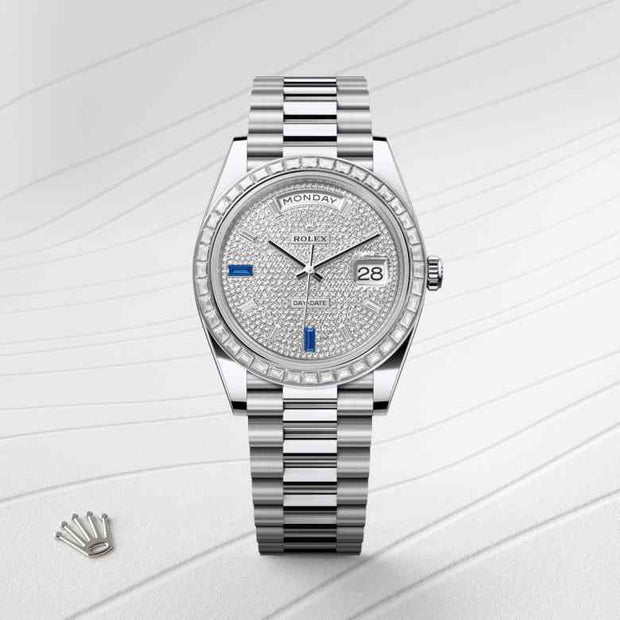 Oyster, 40 mm, platinum and diamonds