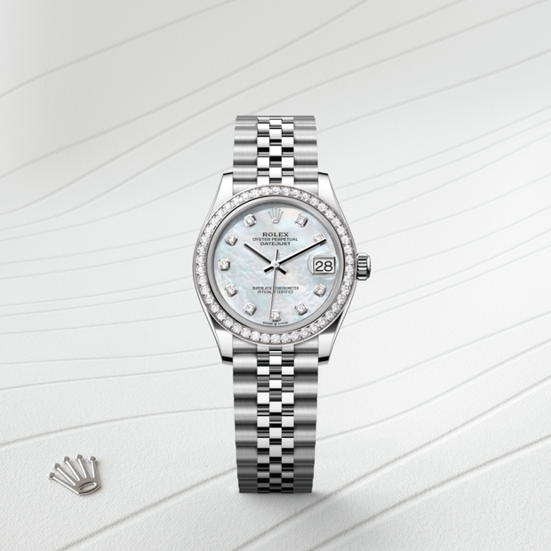 Oyster, 31 mm, Oystersteel, white gold and diamonds