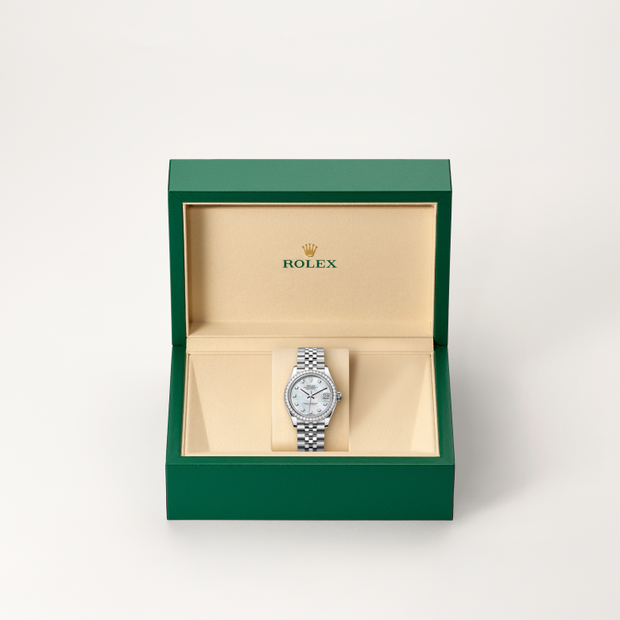 Oyster, 31 mm, Oystersteel, white gold and diamonds