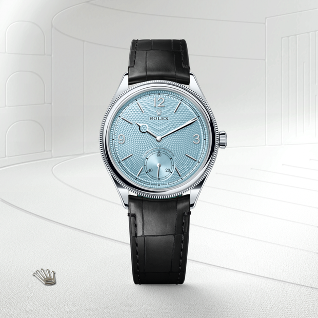39 mm, platinum, polished finish